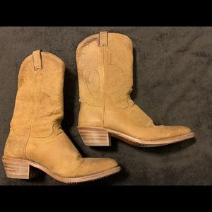 Tan Suede Leather Cowboy Boots